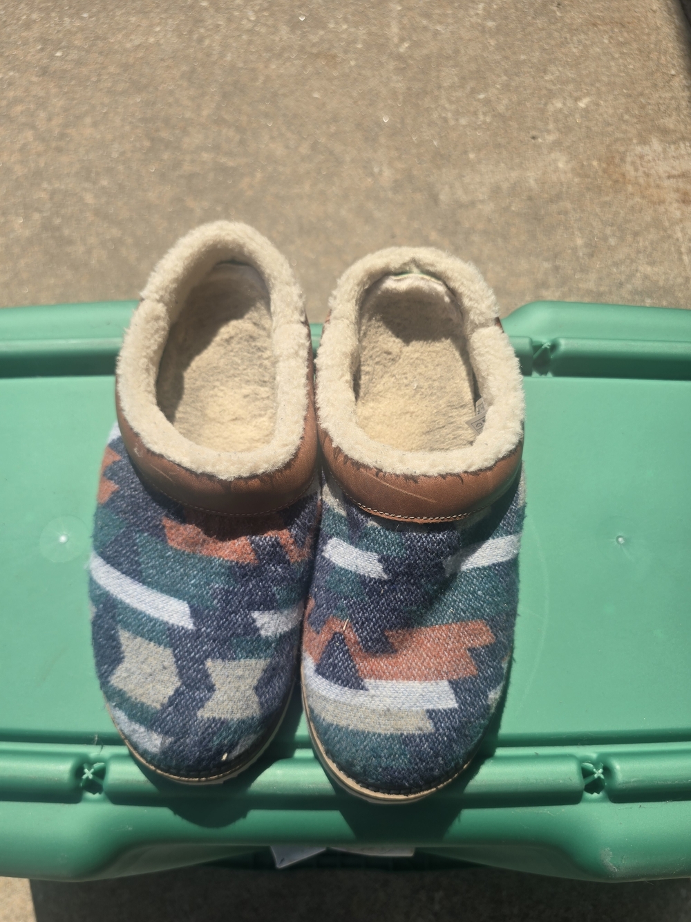 Sanuk Men's Patterned Slip-On Loafers in Teal, Navy & Brown